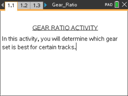 The Science of Racing: Gear Ratio Activity